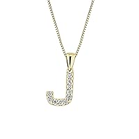 Diamond Wish 14k Yellow Gold Diamond Initial Pendant Necklace (1/10cttw) with 18-inch chain