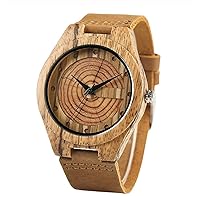 Wood Watches Quartz Wrist Genuine Leather for Men
