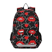 ALAZA Ed Lips Hearts Stars Laptop Backpack Purse for Women Men Travel Bag Casual Daypack with Compartment & Multiple Pockets