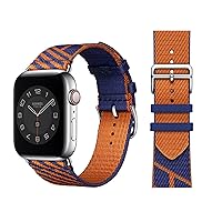 for Apple Watch Band 38mm 40mm 42mm 44mm Bracelet 7/SE/6/5/4/3/2/1 Series Nylon Braid Jumping Single Tour Strap (Color : Bleu Saphir Orange 4, Size : 42-44MM)