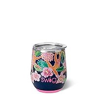Swig Life 12oz Wine Tumbler with Lid, Stainless Steel, Dishwasher Safe, Portable, Triple Insulated Wine Tumbler (Jungle Gym)