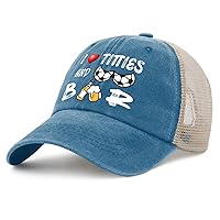 I Love Titties and Beer Hat for Mens Humor Drink Country Hats for Mens AllBlack Caps Trendy for Cooks