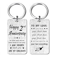 Happy Anniversary Keychain Gifts For Women Men Husband Wife- Silver Metal Key chain Keepsake