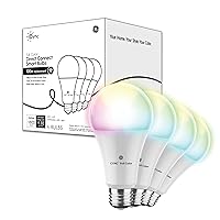 GE CYNC A21 Smart LED Light Bulbs, Color Changing Room Decor, Bluetooth and WiFi Light Bulbs, 100W Equivalent, Work with Amazon Alexa and Google Home (4 Pack)