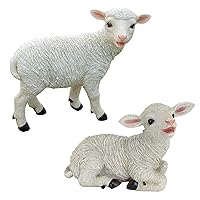 Design Toscano Yorkshire Lamb Garden Statues: Sitting Lamb & Standing Lamb