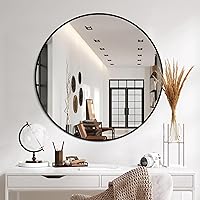 Black Bathroom Mirrors for Wall,30'' Round Circle Mirror for Entryway Bedroom Vanity Frame Mirror(30'',Black)