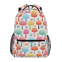 ALAZA Rainbow Mushrooms Backpack Purse with Multiple Pockets Name Card Personalized Travel Laptop Book Bag, Size S/16 inch