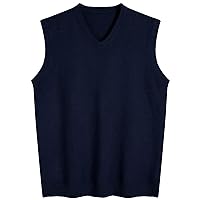 Amussiar Men's Casual Sweater Vest V-Neck Slim Fit Sleeveless Sweater Knitted Pullover Vest