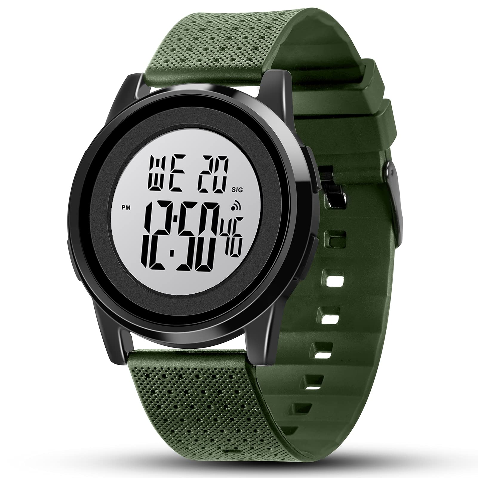 YUINK Mens Digital Watch Ultra-Thin Sports Waterproof Simple Watch Stainless Steel Wrist Watch for Men Women