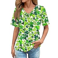 Women Blouse,Short Sleeve Plus Size Top Loose Green St. Patrick's Printed Shirt Summer Casual Fashion Tee T Shirt
