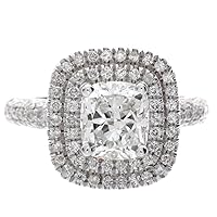 1.90ct GIA Certified Cushion & Round Diamond Engagement Ring in Platinum