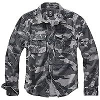 Individual WEAR Men's Rugged Cotton Breathable Casual Button Down Long Sleeve Shirt with Raw Edges & Shoulder Boards