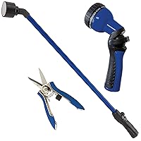 DRAMM Watering and Tool Set Includes 30-Inch One Touch Rain Wand, 9-Pattern Revolution Spray Gun, and Compact Shear, Blue