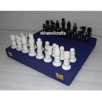 King Size 3 Inches Chess Players for Game Table Decor White and Black Marble Chess Coin with Royal Look