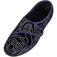 Womens Slip On Winter Slipper with Ripper Fastening and Sparkle Swirl Pattern