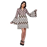 Long Bell Sleeve Dress for Women Casual Printed Summer Pleated Kurta