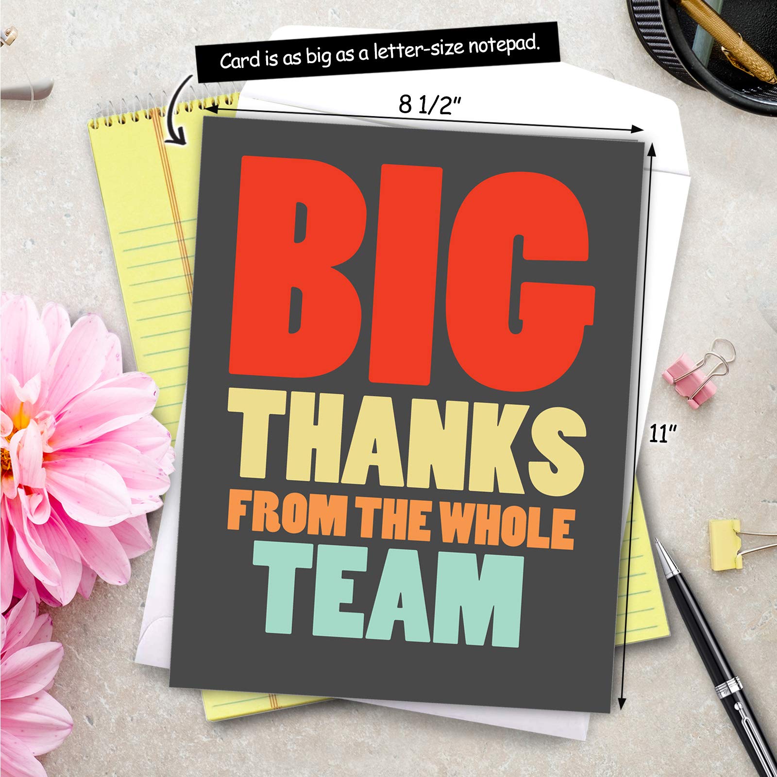 NobleWorks - Coach Thank You Greeting Card with Envelope Group, Coworker, Gang (Big 8.5 x 11 Inch) Big Thanks From The TeamJ6884TYG-US