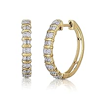 Natalia Drake Horizontal Bar 1/2 Cttw Diamond Hoop Earrings for Women in 925 Sterling Silver