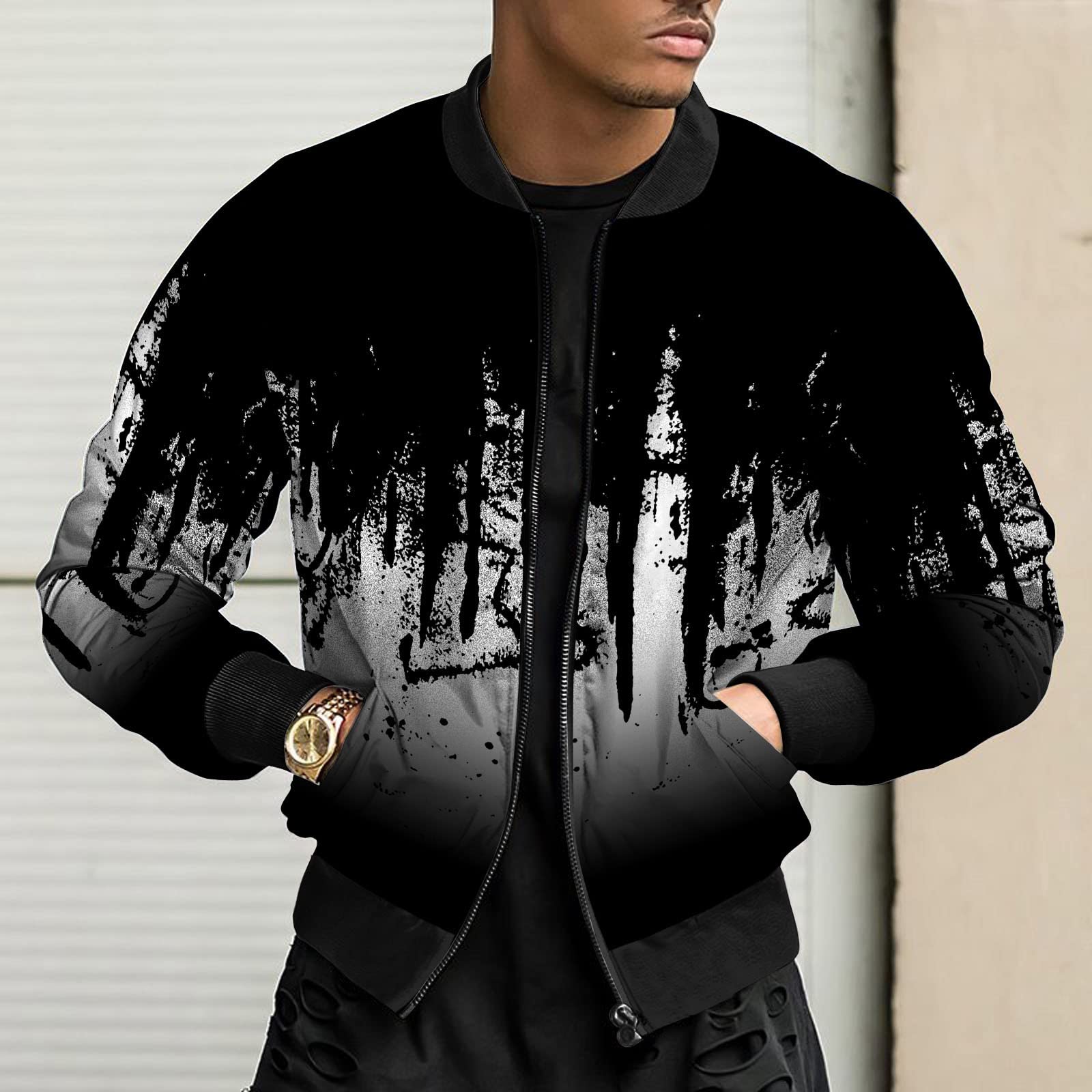 XIAXOGOOL Bomber Jacket Men Fashion Novelty 3D Printed Graphic Jackets For Men Cropped Coat Zipper Varsity Baseball Jacket
