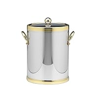 Kraftware Grant Signature Home Polished Chrome and Brass Ice Bucket, 5 Quart, Silver