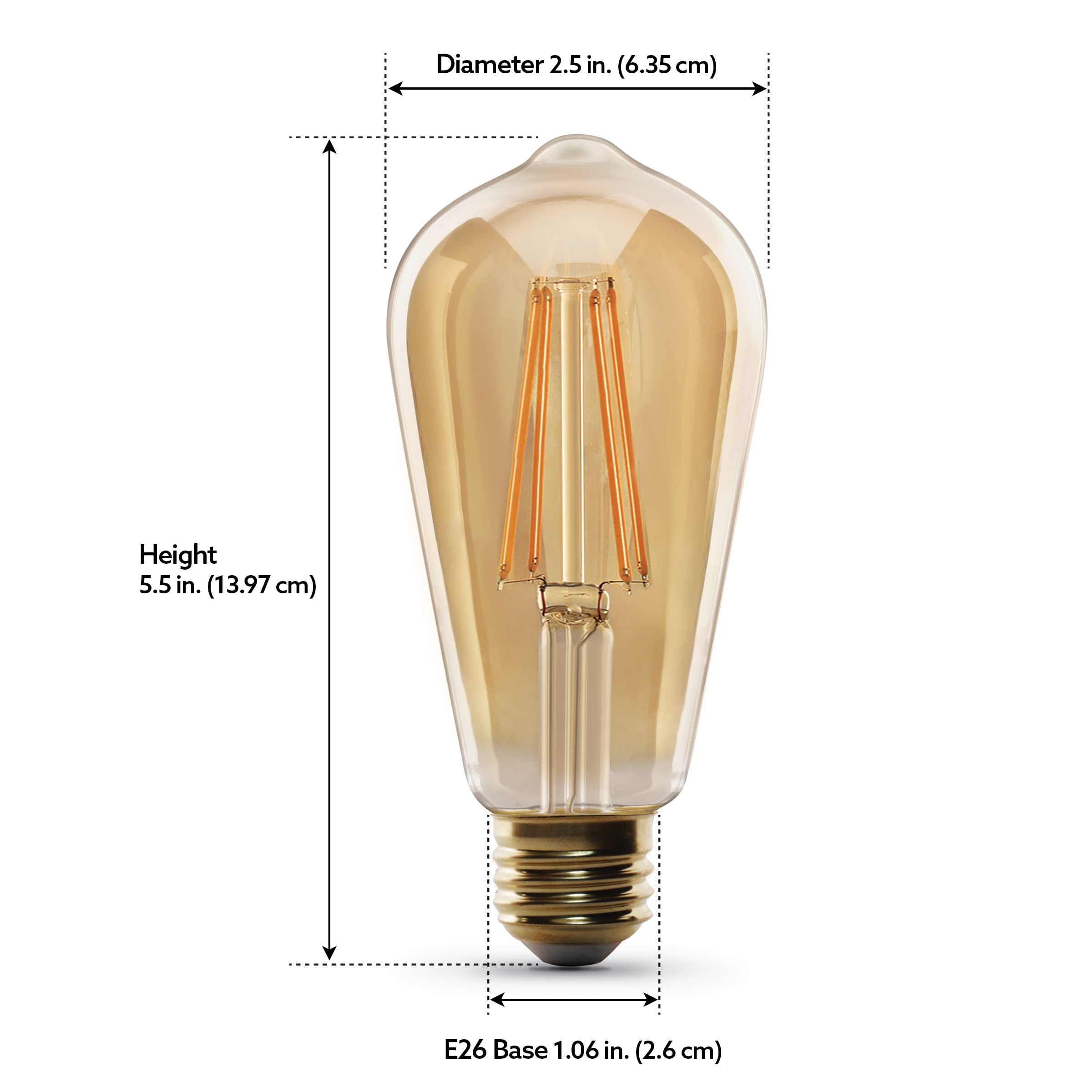 Feit Electric ST1960/FIL/AG 60 Watt Equivalent WiFi Dimmable, No Hub Required, Alexa or Google Assistant ST19 Edison Vintage LED Smart Light Bulb, Yellow, 5.4