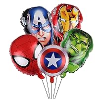 5PCS Aluminium Film Balloons for Superhero Avengers Party,for Superhero Birthday Party Supplies