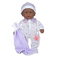 La Baby Boutique African American 11 inch Small Soft Body Baby Doll dressed in Purple for Children 12 Months and older