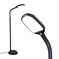Brightech Litespan - Bright LED Floor Reading Lamp for Over Chair Crafts and Reading, Estheticians' Light for Lash Extensions, Adjustable Standing Lamp for Living Room, Bedroom, Office - Jet Black