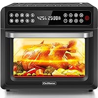 10-in-1 Air Fryer Oven, 20QT Toaster Oven Air Fryer Combo, Digital LCD Touch Screen, 6-Slice Toast, Air Fry, Roast, Bake, Dehydrates, Reheat, Oil-Free Black Stainless Steel with 7 Accessories