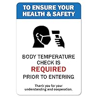 COVID-19 Notice Sign - Body Temperature Check is Required | Vinyl Decal | Protect Your Business, Municipality, Home & Colleagues | Made in The USA