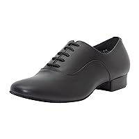Linodes Men's Latin Dance Shoes 1 Inch Leather Sole Ballroom Salsa Tango Waltz Character Shoe