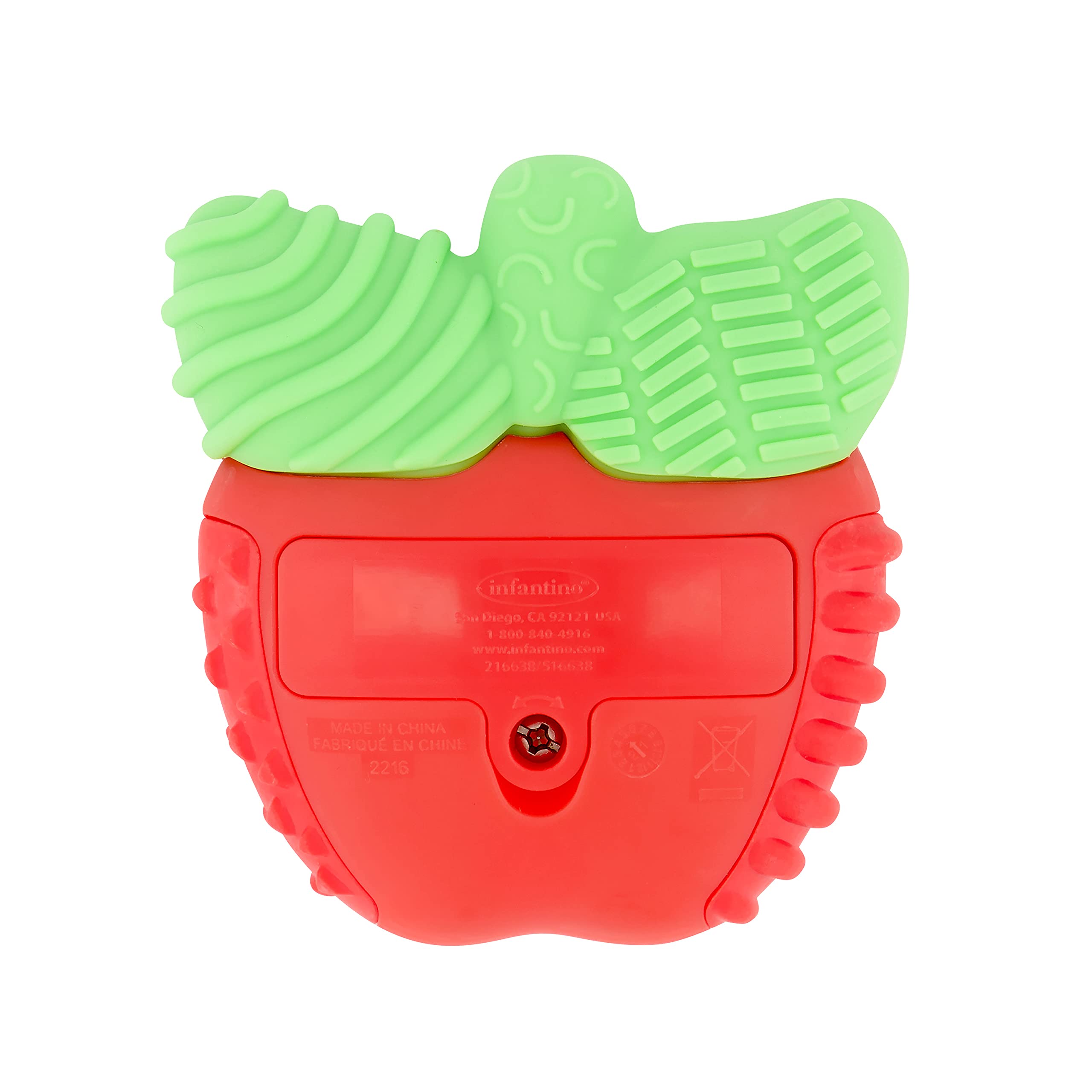 Infantino Lil' Nibblers Vibrating Apple Teether -Sensory Exploration and Teething Relief with Soothing Vibrations and Textures, Red Apple