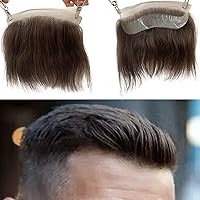 Men Forehead Hairline Toupee HD Invisible Lace Hairline Lace front Skin PU Back Man Hairpieces Frontal Hair Topper for Receding Replacement Systems (7.08x1.57INCH, 2 Darkest Brown Color)