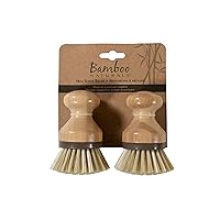Mini Scrub Brush, Made of Sustainable Bamboo and Recycled Plastic, Scrub Pots, Pans, Vegetables, and More, Pack of 2