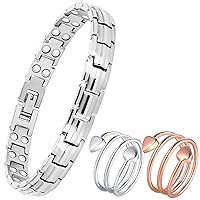 Lymph Detox Magnetic Bracelets Ring for Women Arthritis & Joint Pain Relief Lymphatic Drainage Titanium Steel Therapy Bracelet with Double Rows Ultra Strength Magnets, Jewelry Gift