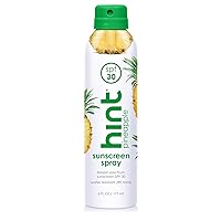 Hint Sunscreen Pineapple, SPF 30, 6 Fl Oz, Oxybenzone Free, Paraben Free, Reef Safe Formula, Compressed Air Spray-on Sunscreen, Water Resistant, Pineapple Scented