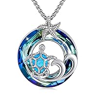 Cat/Owl/Dolphin/Turtle Necklace Sterling Silver Moonstone Abalone Shell Crystal Opal Cute Animals Pendant Jewelry Gift for Women Girls