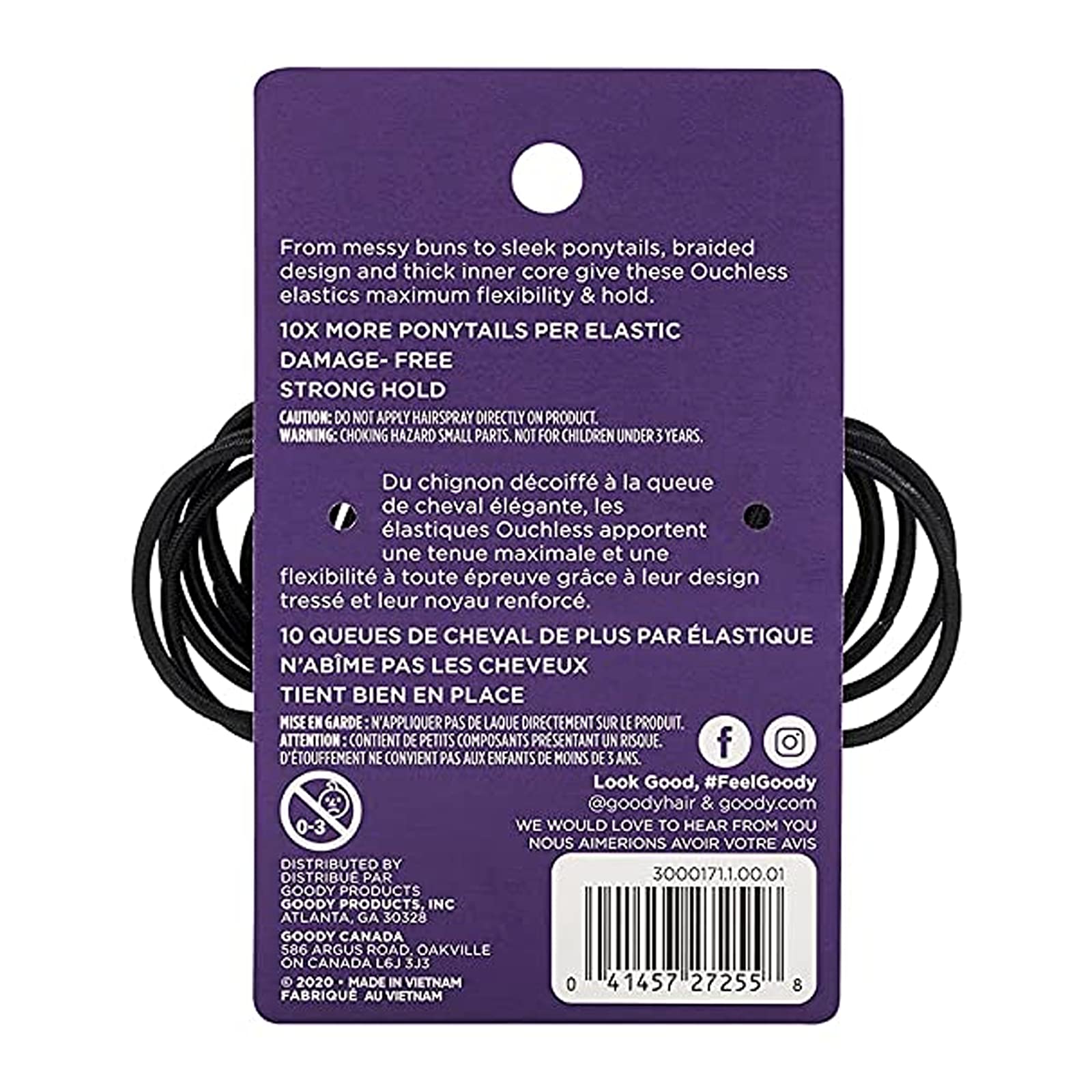 Goody Ouchless Hair Elastics, Black, 36 Count (Pack of 1)
