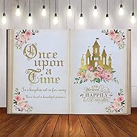 Once Upon a Time Backdrop Pink Floral Gold Castle Princess Fairytale Birthday Party Decoration Girls First Birthday Party Photobooth Backdrop Supplies Cake Table Decorations