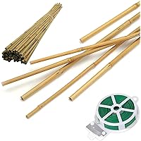 50 Pack 5ft Bamboo Plant Stakes for Wood Garden Sticks，Wooden Plant Supports，Bamboos，Bamboo Trellis，Crafts, More Size Choices 8