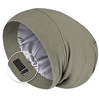 Zenssia Satin Lined Hair Bonnet for Sleeping, Sleep Cap for Women and Men with Adjustable Strap, Stay On All Night Hair Wrap, Dark Green, Pack of 1