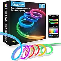 Smart Neon Rope Lights, 16.4 FT Flexible LED Strip Lights Work with Alexa Google Assistant, RGB-IC Color Changing Flex Strip Lighting Waterproof for Wall Bedroom Decor