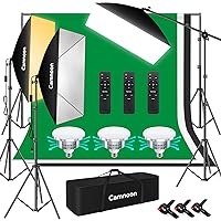Softbox Lighting Kit, Camnoon Photography Kit wth 3 Softbox, 3 85W 2800K-5700K Bi-Color Temperature LED Light, 3 Backdrops, Boom Arm, Stand, Carry Bag, for Studio/Produktfotografie/Live Streaming