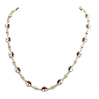 Evil Eye Red Beaded Necklace 18k Gold Plated - Red Evil Eye Necklace
