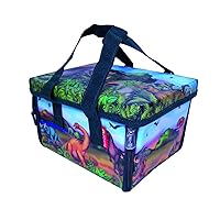 Neat Oh Dinosaur ZipBin, Convertible ToyBox 8x6x5 inches with 2Dinos, Zip Open for Pre-historic PlayMat 18 x16 inches | Zips Back Up for Strong,Sturdy,Stackable Storage,Holds upto 40 Dinos, Multicolor