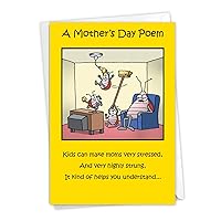 NobleWorks - Happy Mother's Day Card Funny - Cartoon Humor, Mom Greeting Card with Envelope - Moms Day Poem 0045