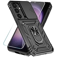 SunStory for Samsung Galaxy S24 Case with HD Screen Protector & Kickstand & Slide Camera Cover,[Not for S24 Plus or S24 Ultra] [ Military-Grade ] Protective Phone for Galaxy S24 (Black)
