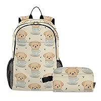 ALAZA Tea Cup Dog Backpack and Lunch Bag Set Back Pack Bookbag Cooler Case Kits