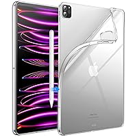 JETech Case for iPad Pro 12.9-Inch 2022/2021 (6th/5th Generation), Soft TPU Transparent Slim Shockproof Tablet Cover, Support Pencil 2nd Charging (Clear)