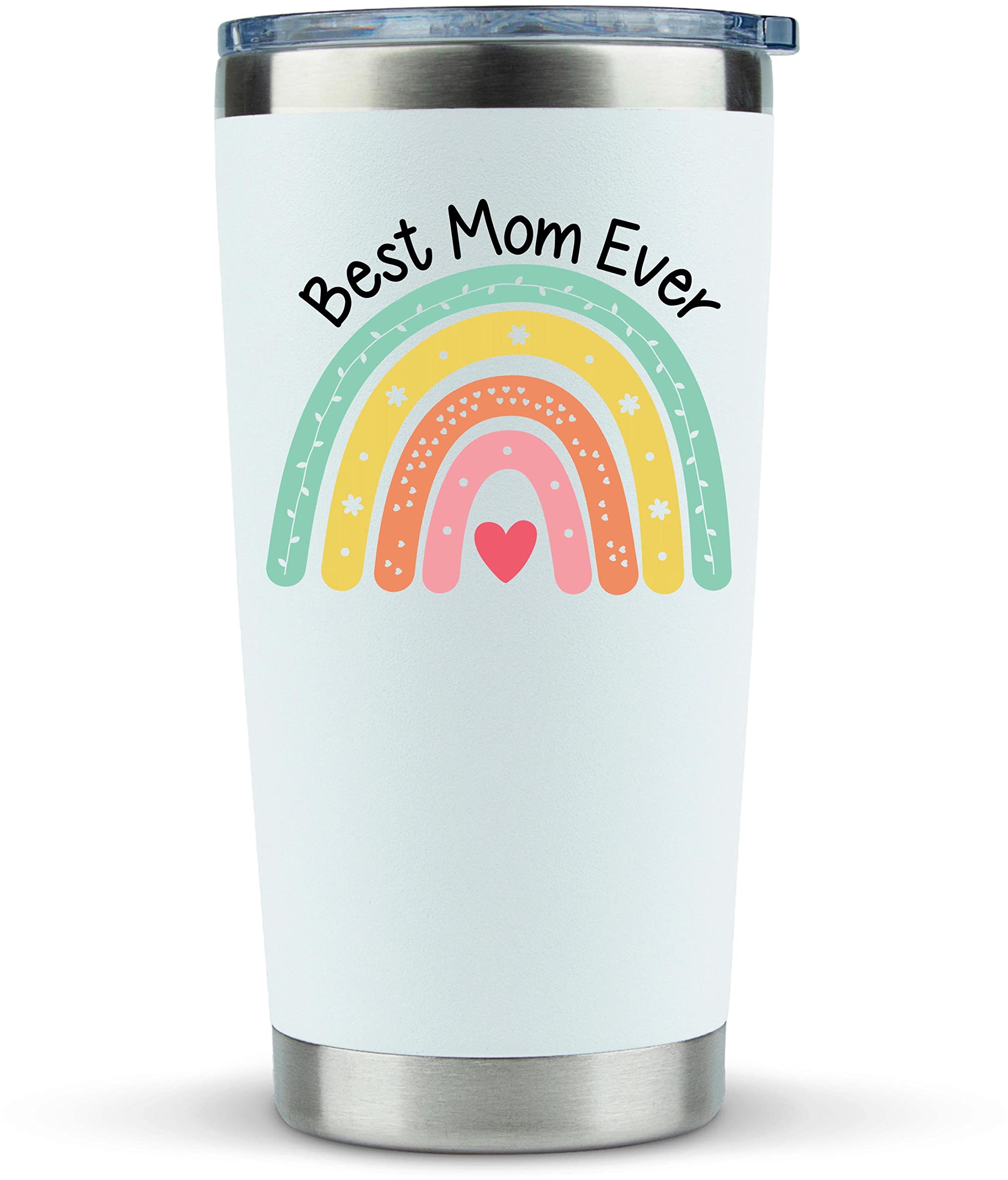Gifts for Mom from Daughter, Son -Best Mom Ever- 20oz Tumbler Mug - Unique Gift Idea for Mother, Wife, Birthday Present, Husband, Kids, Cute Cup